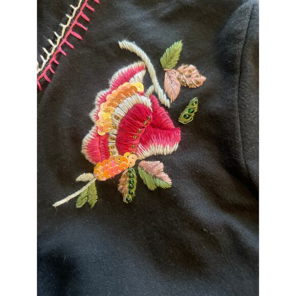 Twisted Heart Y2K Two Piece Zip Front Tracksuit Embroidered Beaded Black Small - Picture 9 of 12